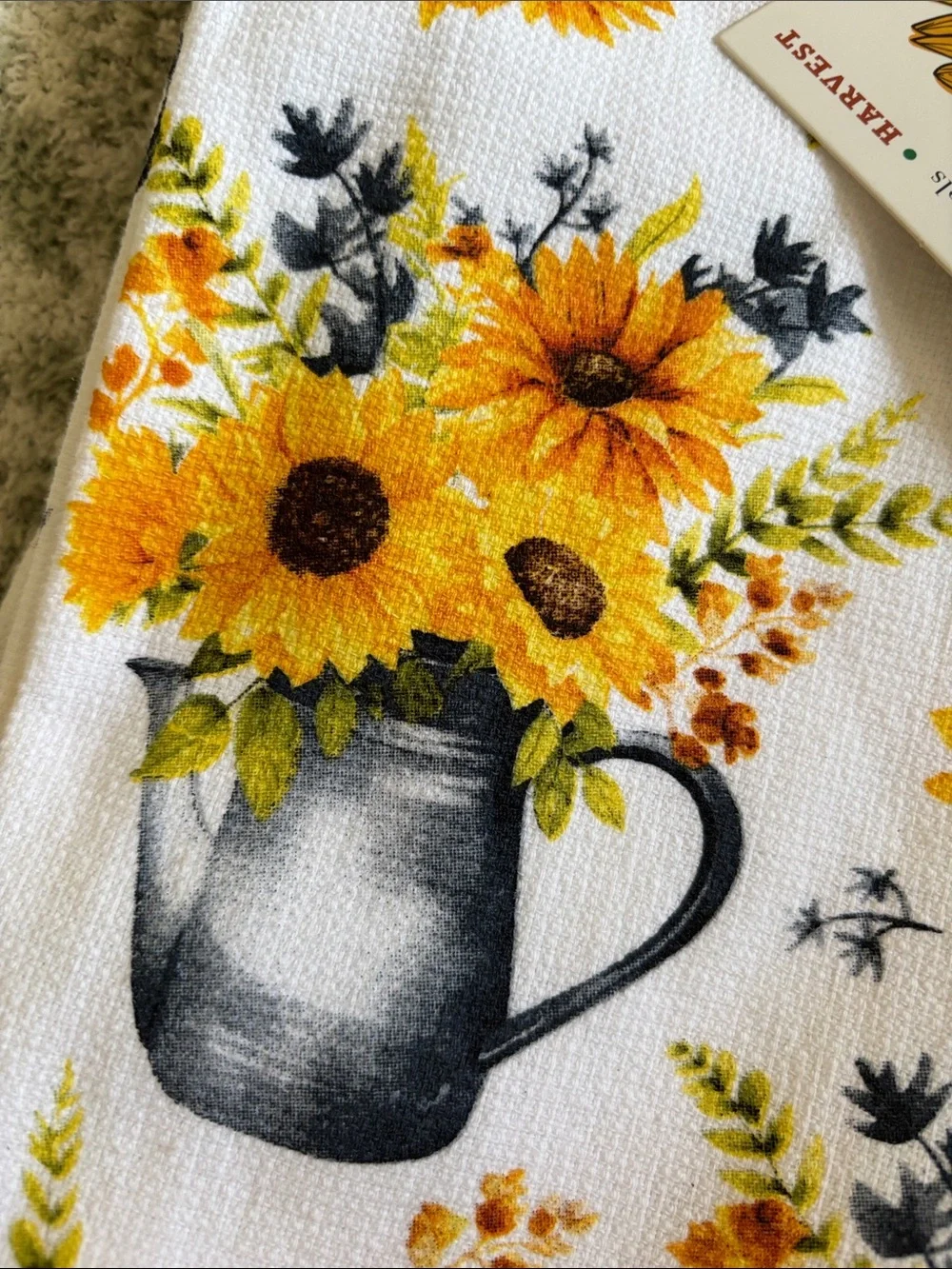 Harvest Sunflower Bouquet Kitchen Towels Set of 2 NWT Cotton 18x28”